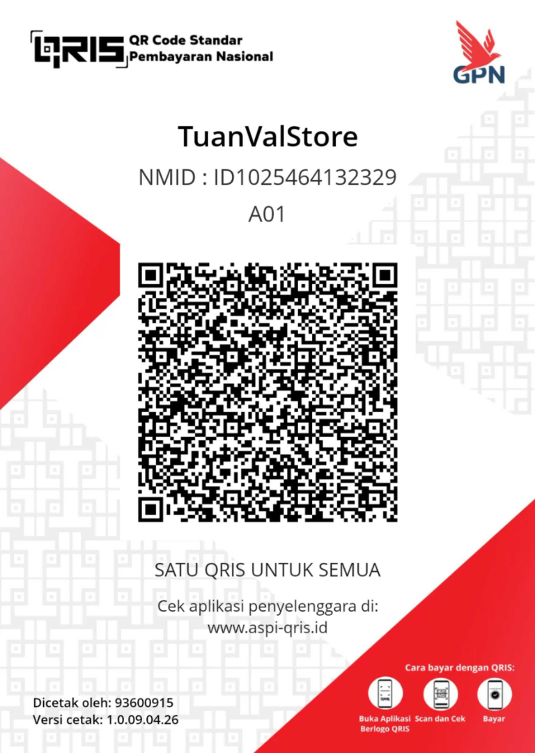 Kode QRIS TuanValStore, NMID ID1025464132329, untuk dukungan komunitas
